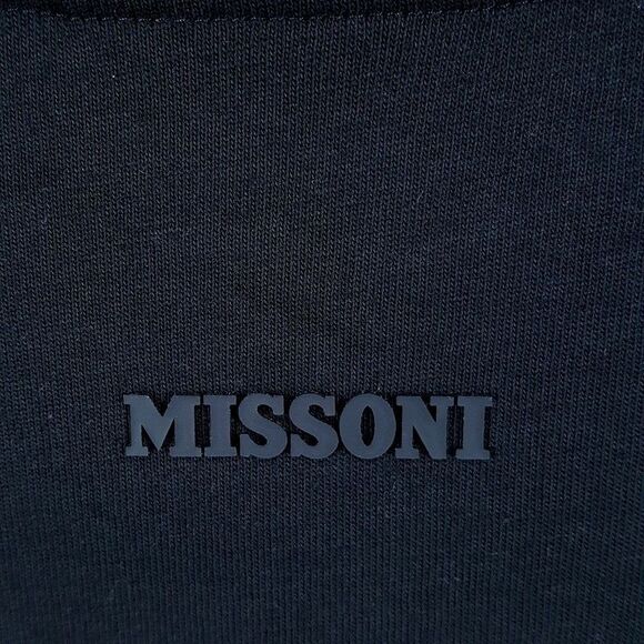 MISSONI Shirt Mens Large Black Pullover Crew Zig Zag Neck Logo T-Shirt $500 - Picture 6 of 10